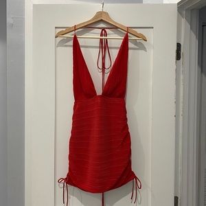 LUCY IN THE SKY Red Halter Bodycon Dress